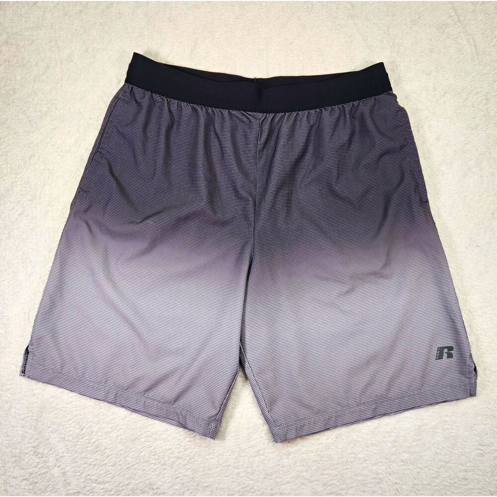 Russell Dri Power 360 Mesh Athletic Shorts XXL 18 Gray Black 9" Inseam Pockets